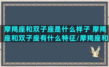 摩羯座和双子座是什么样子 摩羯座和双子座有什么特征/摩羯座和双子座是什么样子 摩羯座和双子座有什么特征-我的网站